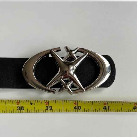 y2k silver and black gothic chrome star boho belt - Picture 8 of 11
